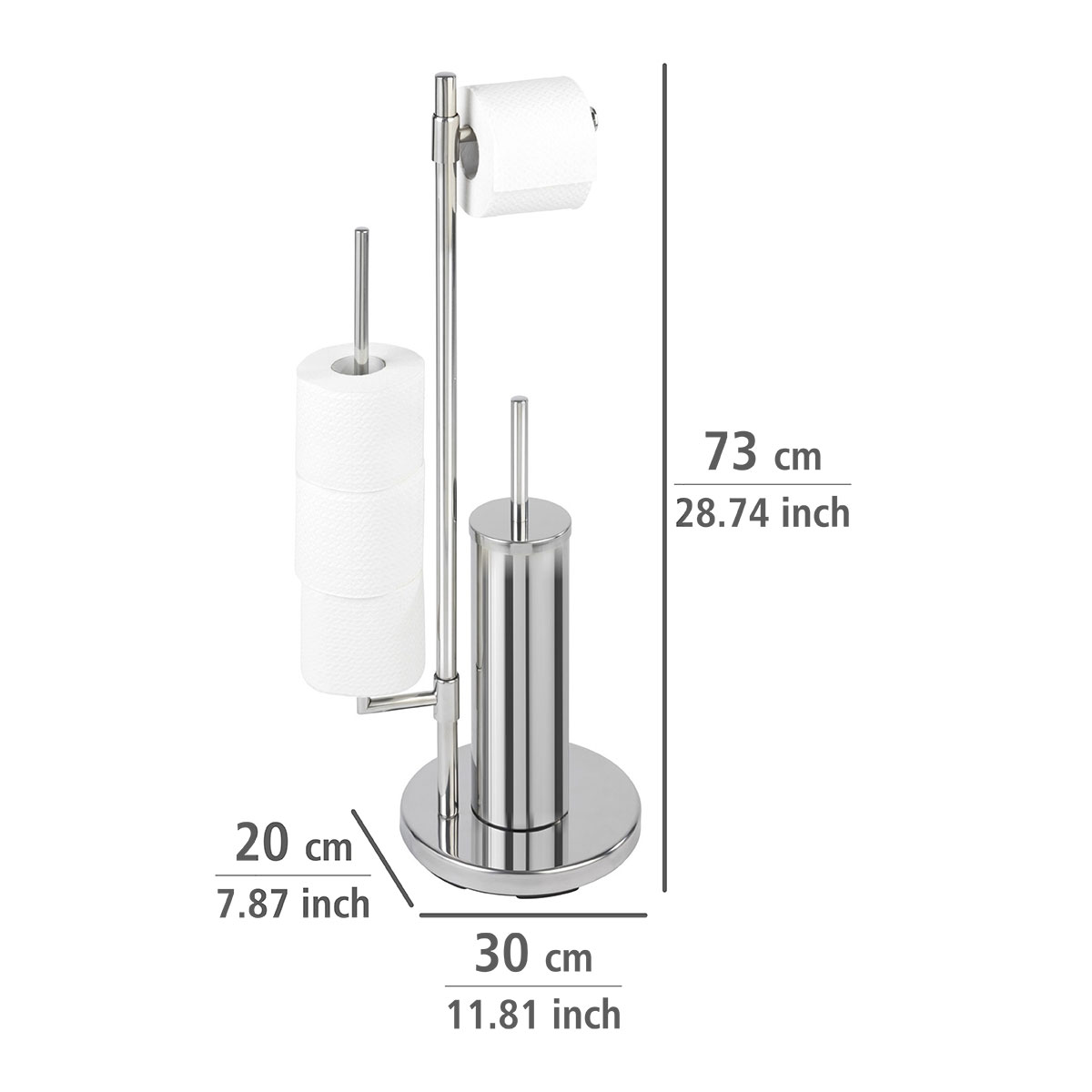 WC-Bürstenhalter Edelstahl Stand und WC-Garnitur | integrierter Toilettenpapierhalter Wenko Universalo Neo 514771 rostfrei