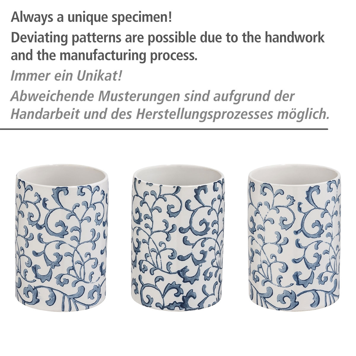 Wenko WC-Garnitur Mirabello Keramik handbemalt WC-Bürstenhalter 514560 