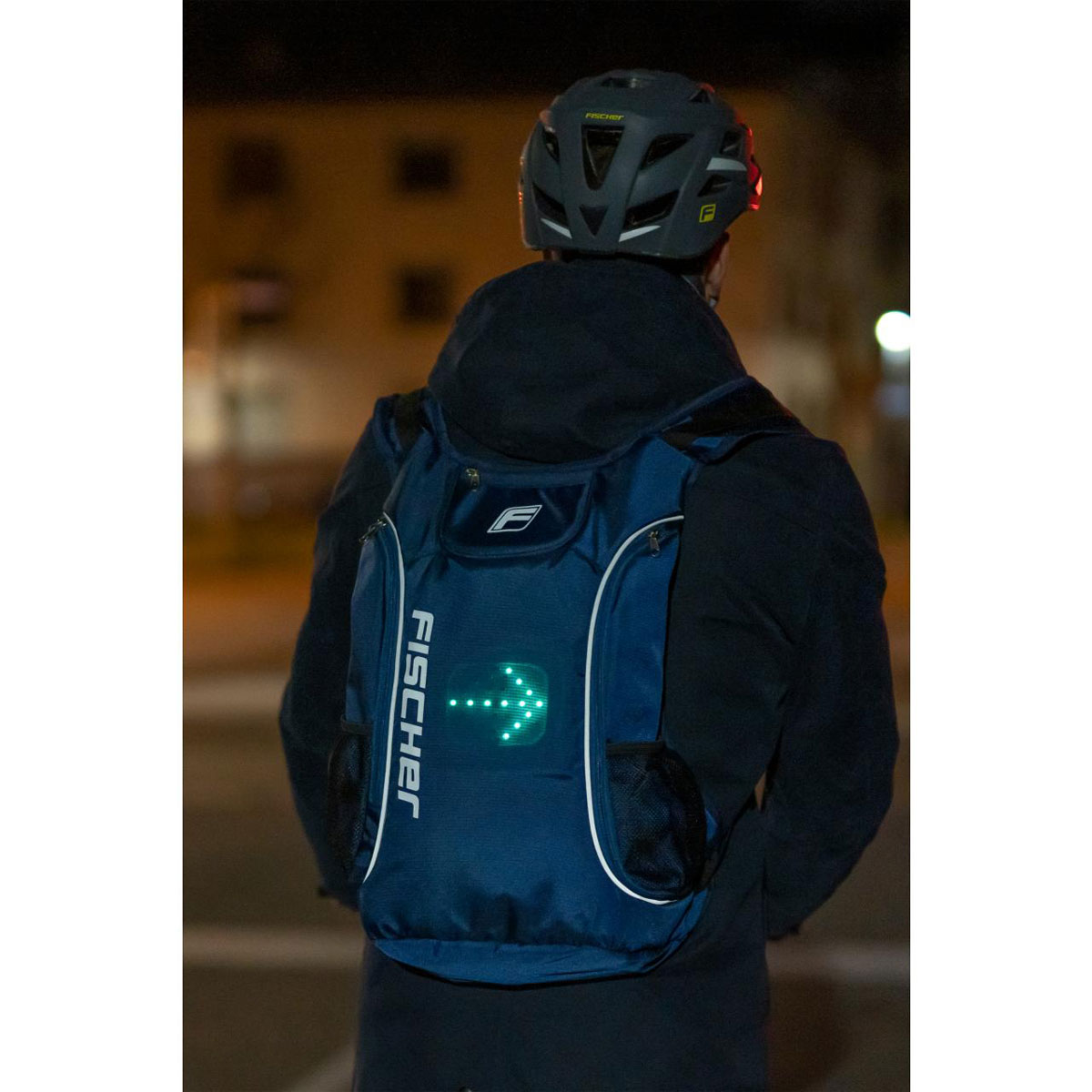 Fischer Bikes Rucksack mit blau | 248022 Blinkfunktion