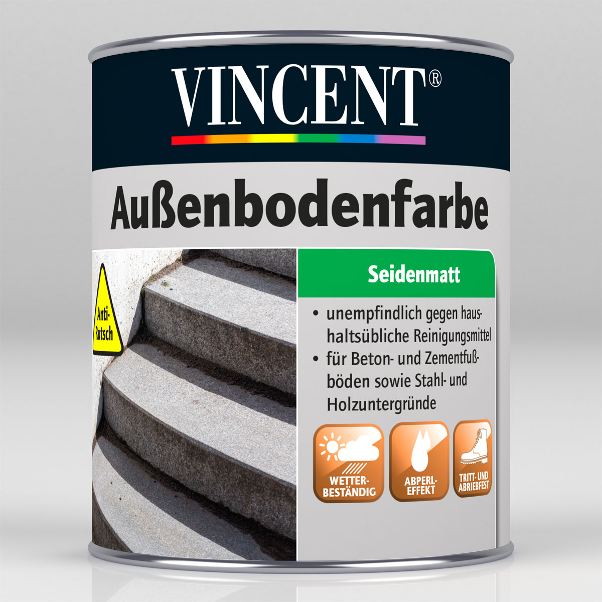 Vincent Außenbodenfarbe betongrau 2,5 L, 2,5, 2.5