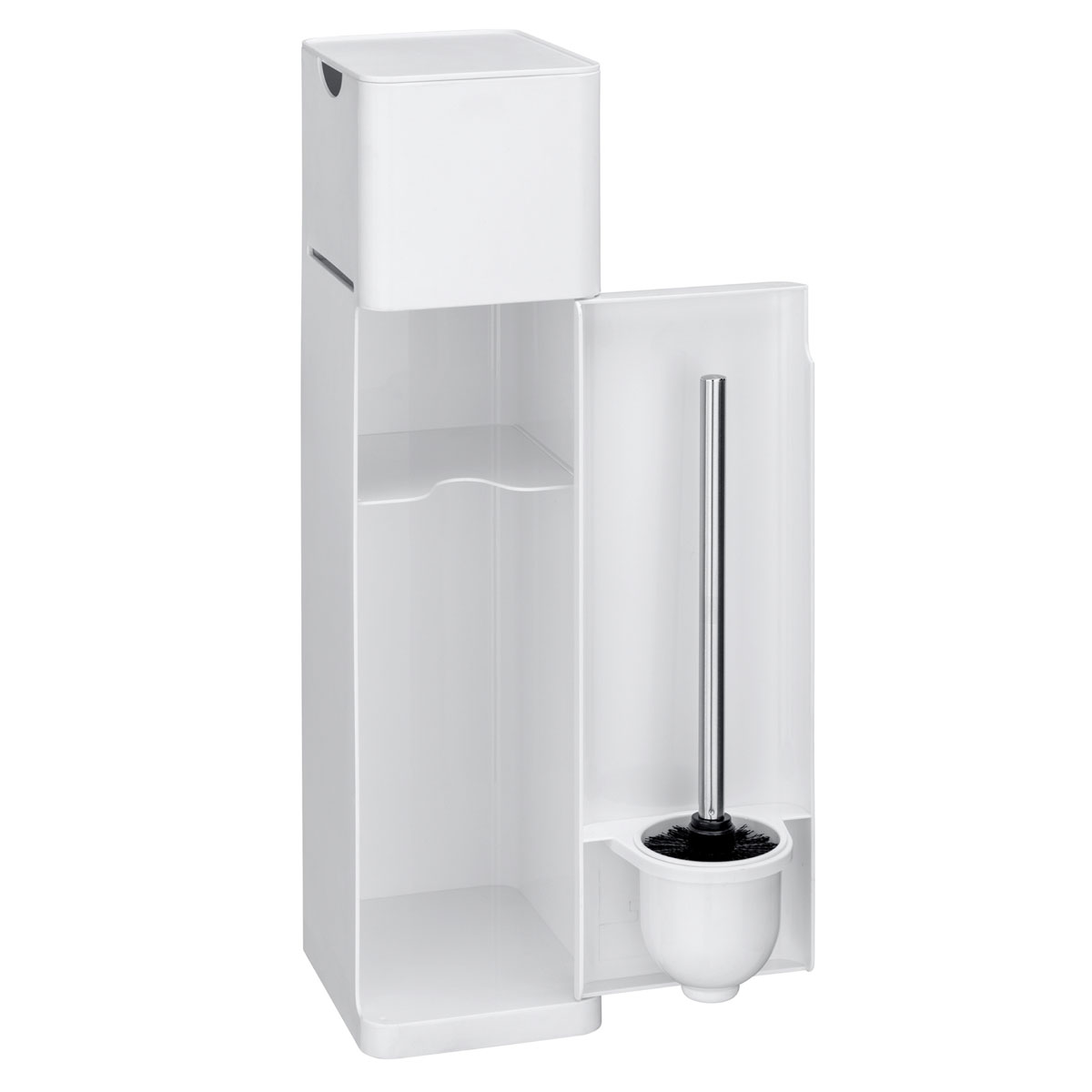 Wenko 6 in 1 Stand WC-Garnitur Imon Weiß matt integrierter  Toilettenpapierhalter WC-Bürstenhalter Ersatzrollenhalter Stauraumfächer  und Ablage | 514825