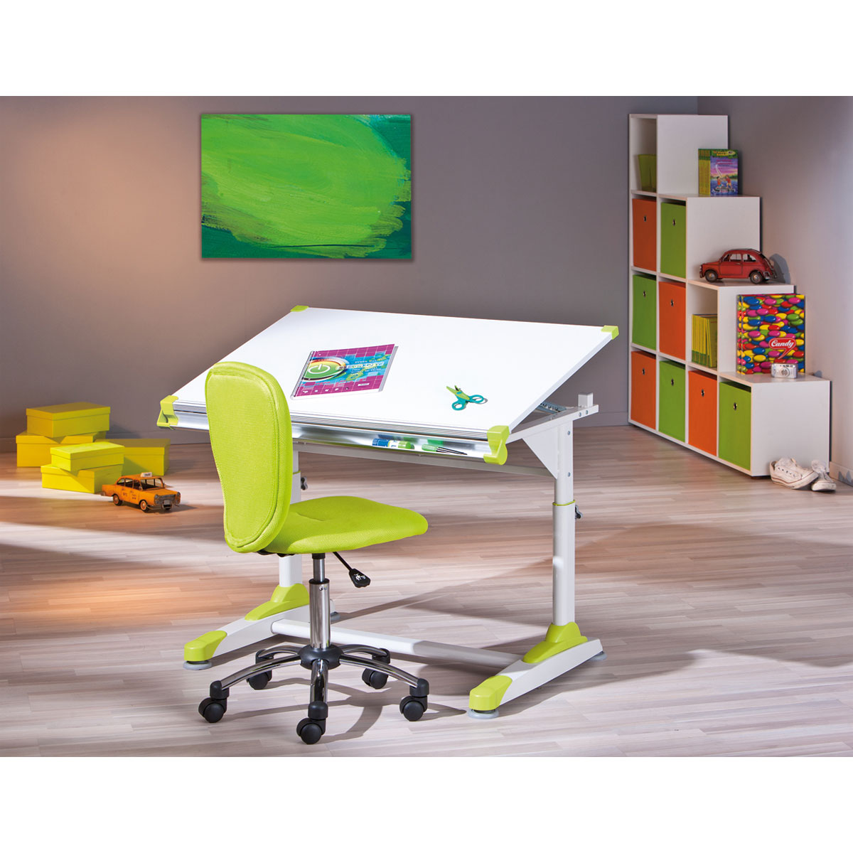 Inter Link Schüler-Schreibtisch 2 Colorido weiß Pink-Grün 100 x 84 x 55 cm  | K000031454