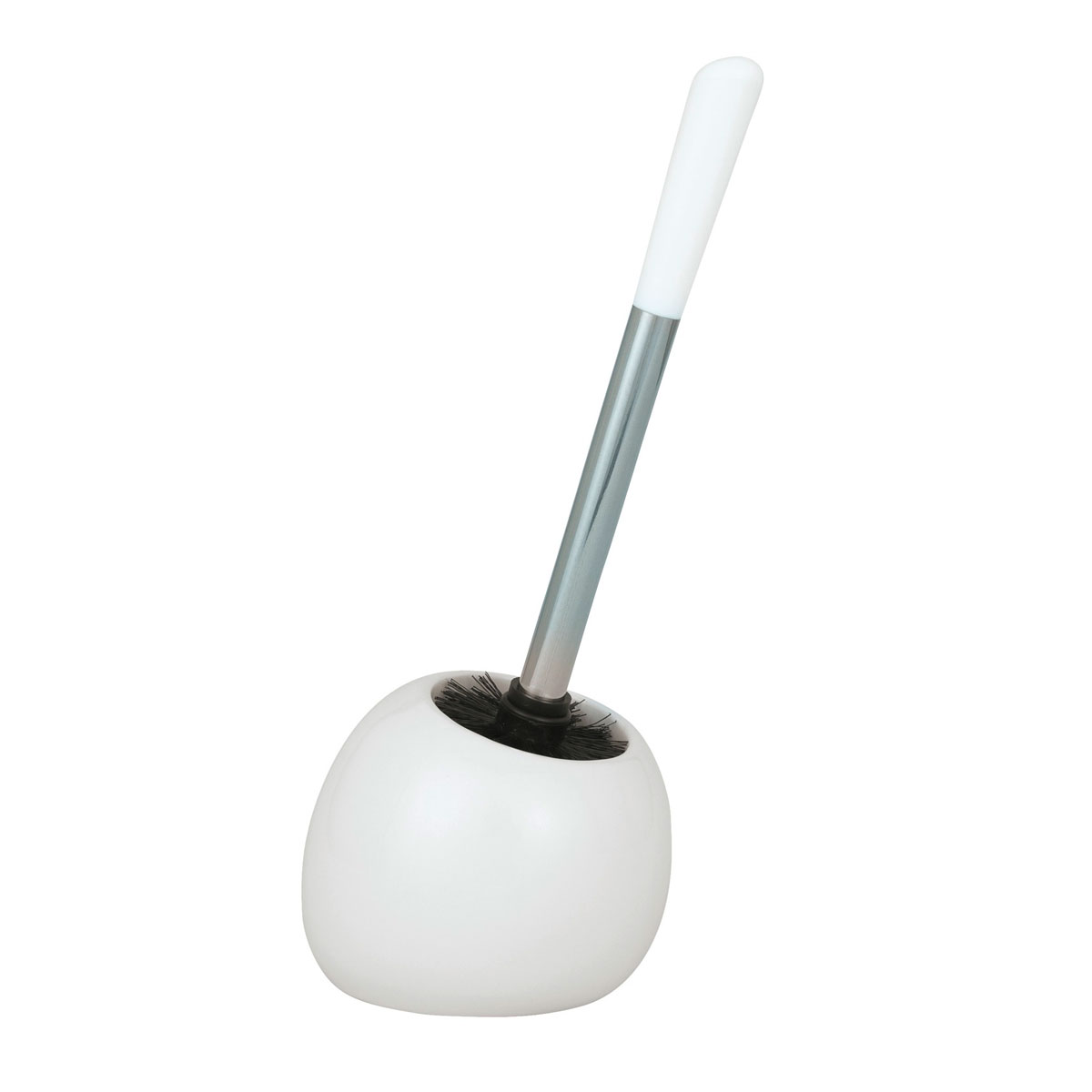 Wenko WC-Garnitur Polaris White inklusive Ersatzbürstenkopf Durchmesser 7,5  cm Bürste aus Silikon | 514503
