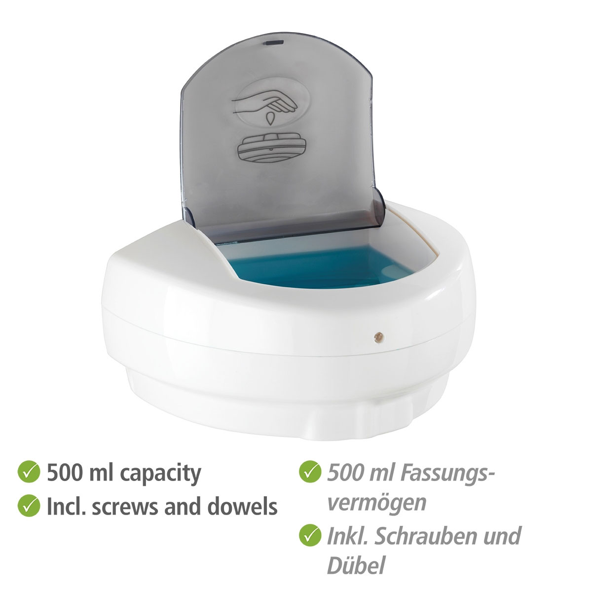 Wenko Infrarot Desinfektionsmittel- und Seifenspender Arco automatischer  Sensor Desinfektionsspender Füllmenge 500 ml | 514847