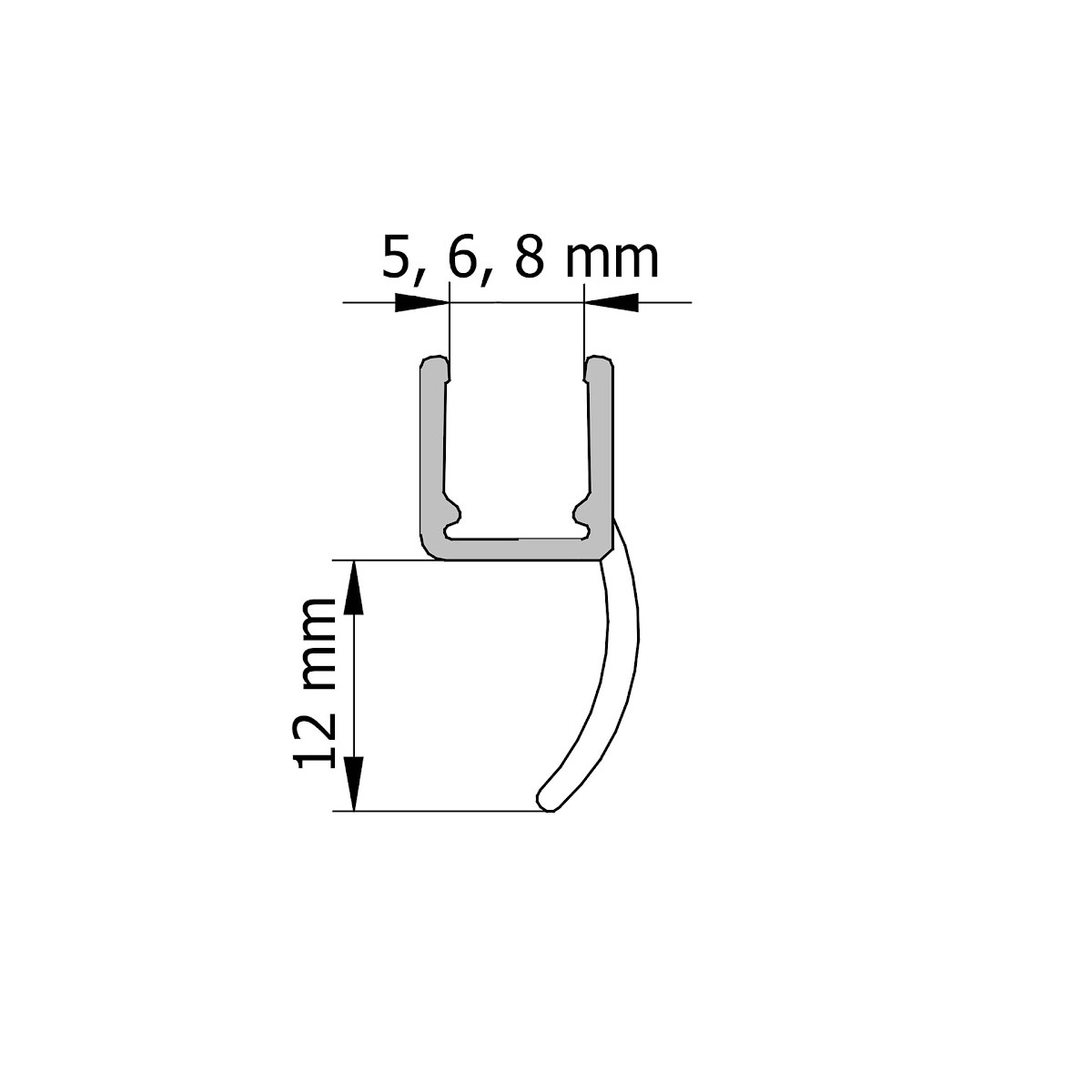 Schulte Universal Dichtleiste senkrecht 5,6,8 mm/2000 mm Breite Dichtlippe  12