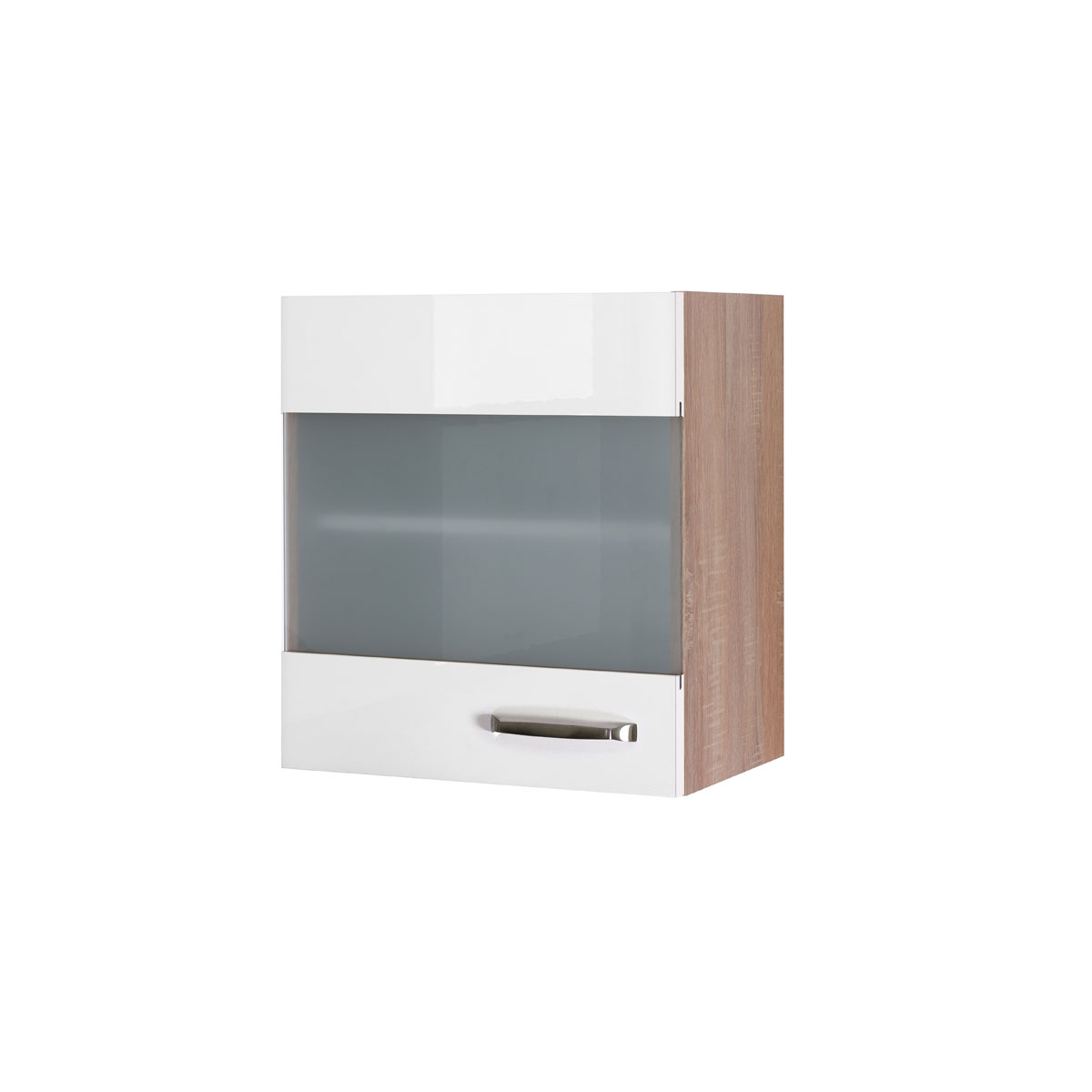 Küchen-Glasoberschrank „Valero“, 50x54,8x32 cm, weiß/Sonoma Eiche |  K000434214