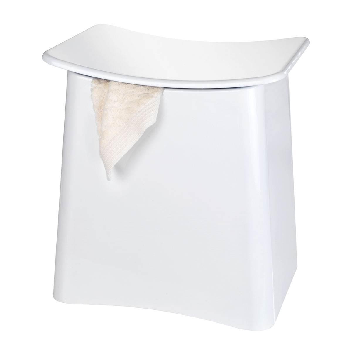 Wenko 2in1 Hocker 516517 Wäschesack herausnehmbarem Weiß mit Wing Badhocker 
