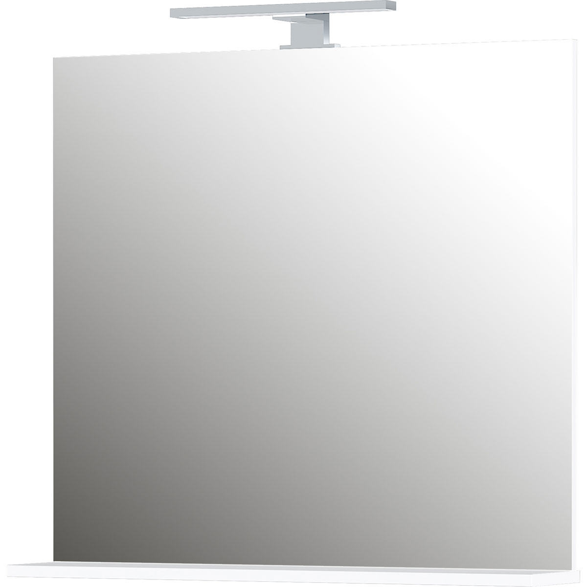 Spiegel weiß mit Ablageboden und LED-Beleuchtung 76 x 75 x 15 cm