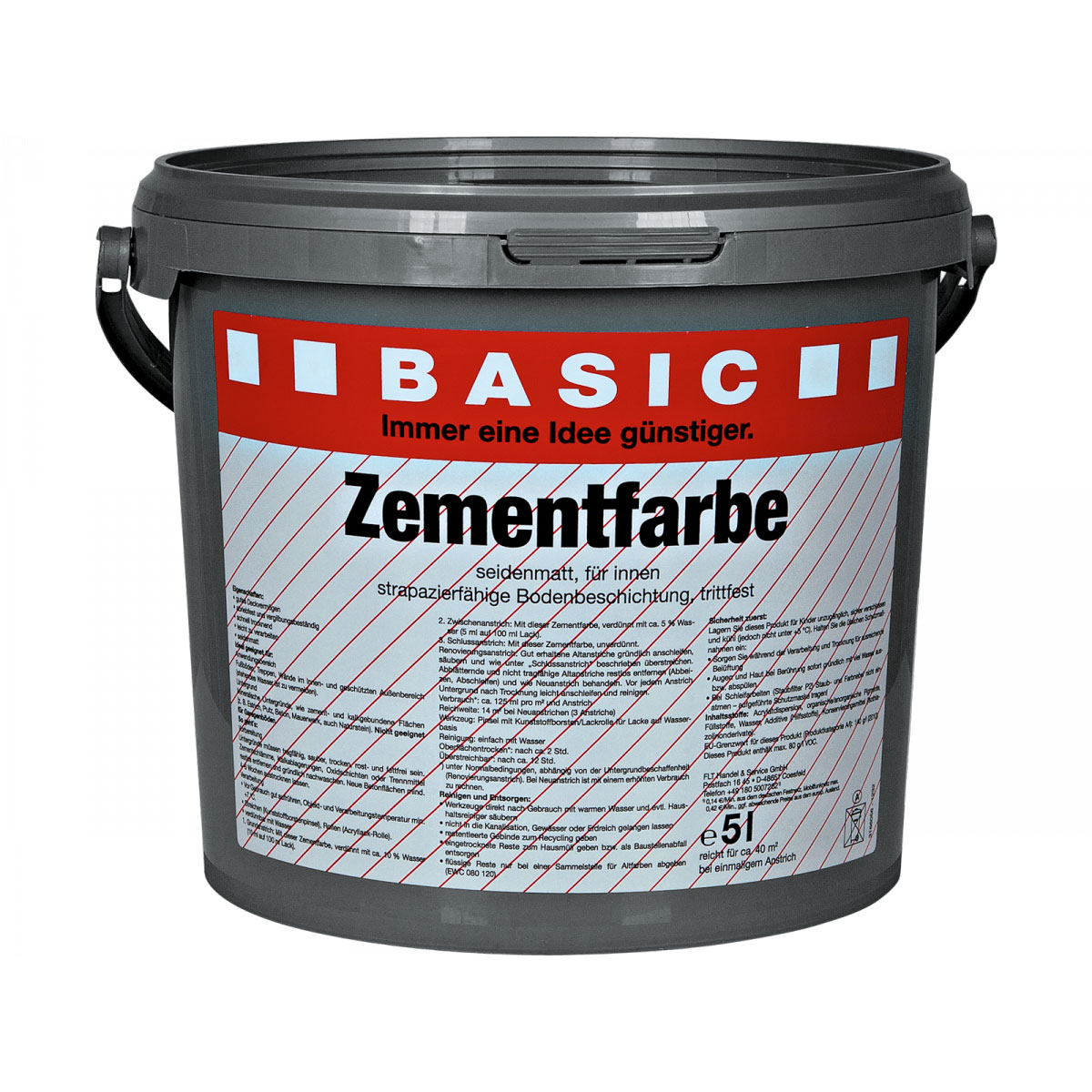 Basic Zementfarbe grau 5 L