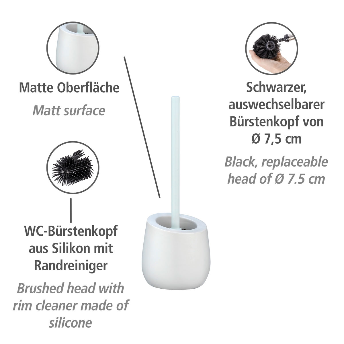 | Weiß Wenko WC-Bürstenhalter Badi WC-Garnitur 514476 Keramik