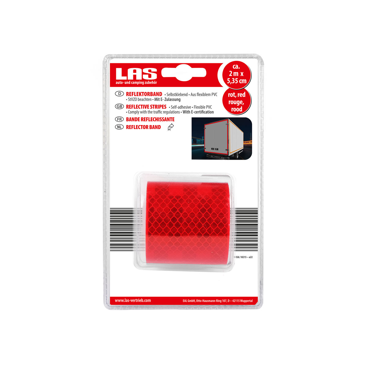 LAS 10215 Reflektorband selbstklebend rot 2m