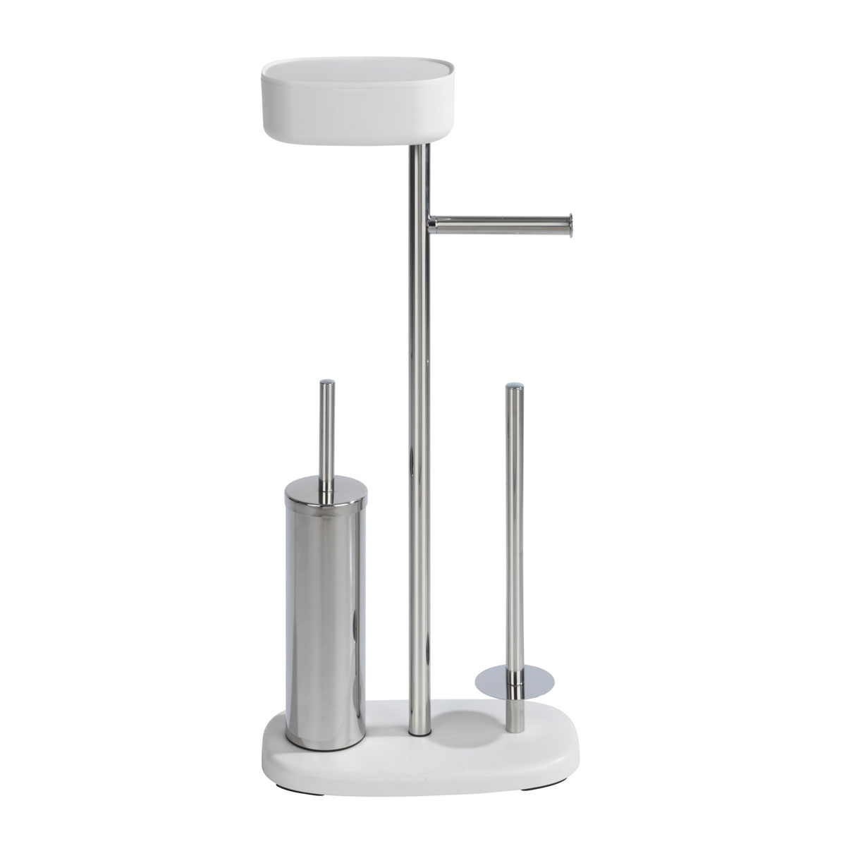 Wenko Stand WC-Garnitur mit Box Rivazza Ablagebox und integrierter Weiß Ersatzrollenhalter Toilettenpapierhalter mit WC-Bürstenhalter | 514827