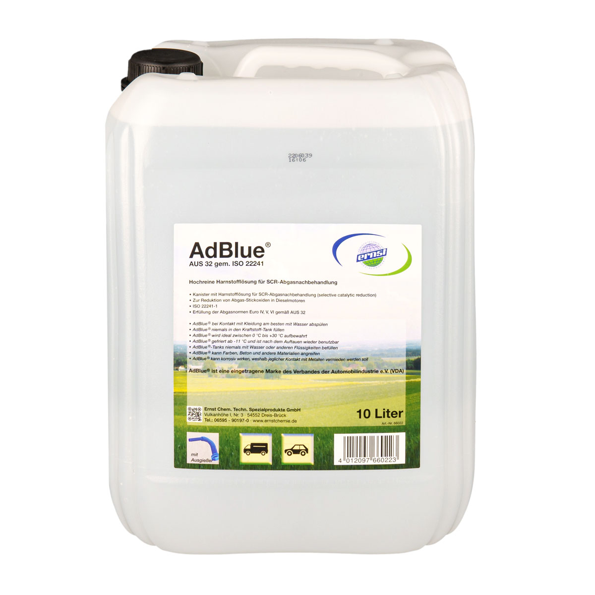 10 Liter AdBlue Hochreine SCR Harnstofflösung ISO 22241 mit Ausgießer