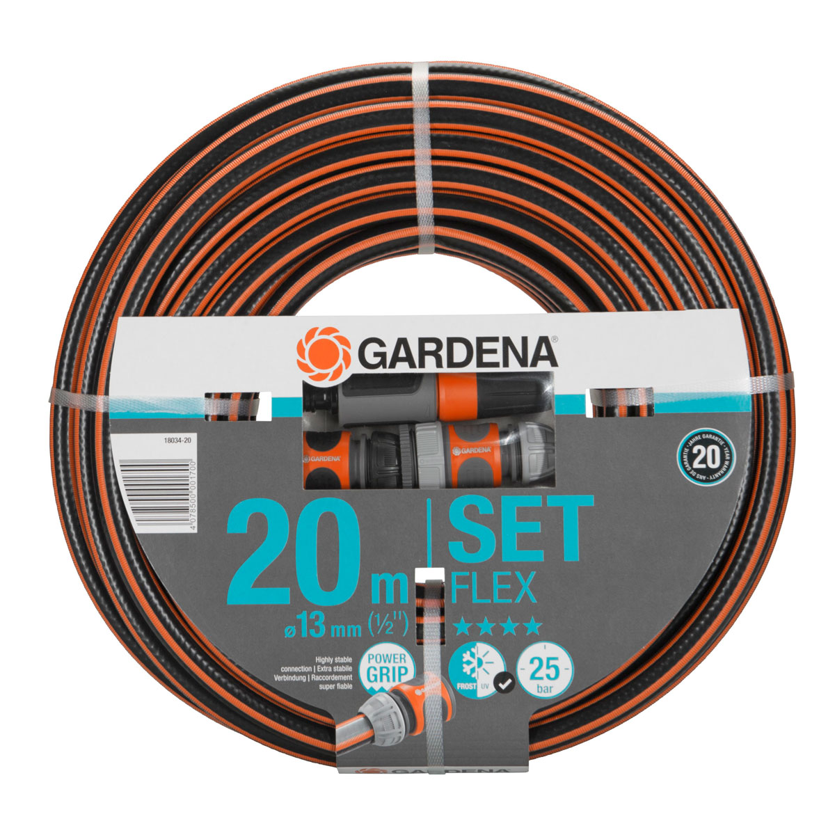 Flex Gardena Zoll Gartenschlauch-Set 20 | 4-teilig 294782 20m | 1/2 Comfort